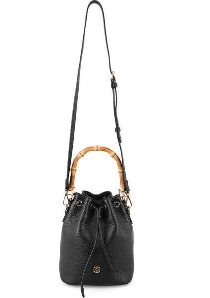 Lexy Siyah Kadın Bambu Askılı Deri Omuz Çantası indirimleri