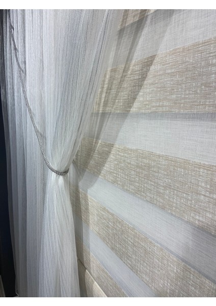 Moda Inci Perde Şantuk Keten Tek Toplama Püsküllü Kruvaze Tülperde fiyatları