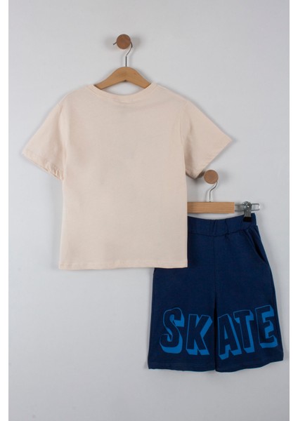 Erkek Çocuk Skate Yazılı Şortlu Takım