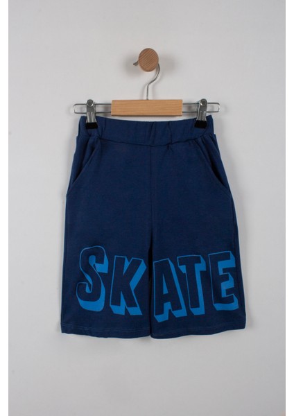 Erkek Çocuk Skate Yazılı Şortlu Takım