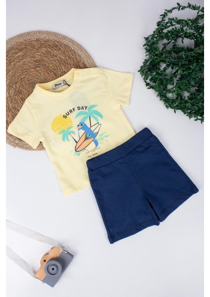 Erkek Bebek Surf Day Yazılı Şortlu Takım