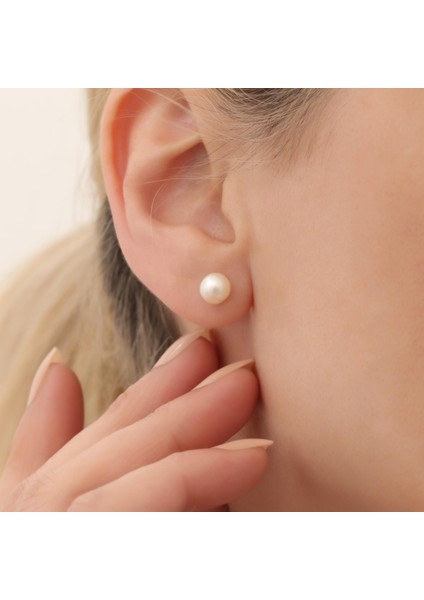 925 Ayar Gümüş Cream Tatlısu Incisi Çivi Küpe-7mm modelleri