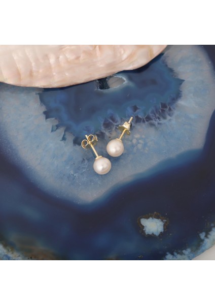 925 Ayar Gümüş Cream Tatlısu Incisi Çivi Küpe-7mm fırsatları