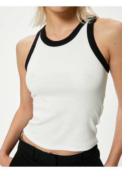 Halter Yaka Atlet Renk Kontrastlı Fitilli Pamuklu Slim Fit indirimleri