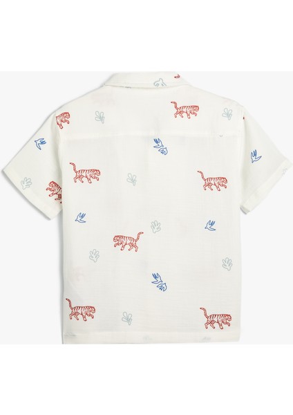 Gömlek Kısa Kollu Kaplan Baskılı Pamuklu fiyatları