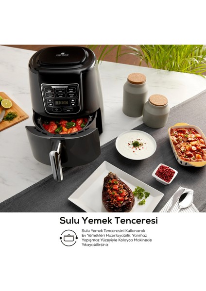 3 In 1 Xl 4 Kişilik Sulu Yemek Fonksiyonlu, Ev Yemeği, Közleme, Fırın, Izgara Airfryer