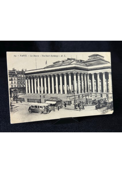 Fransa Paris - La Bourse The Stock Exchange - A.l. Siyah Beyaz Kartpostal- Borsa Binası fiyatları