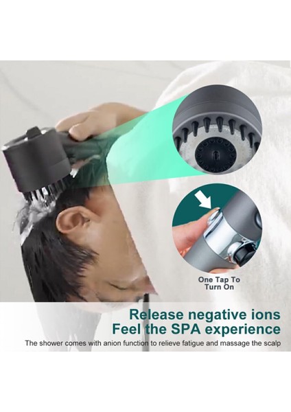 Masajlı Filtreli 3 Fonksiyonlu Siyah El Duşu, Handshower, Massage Handshower Alithestereo
