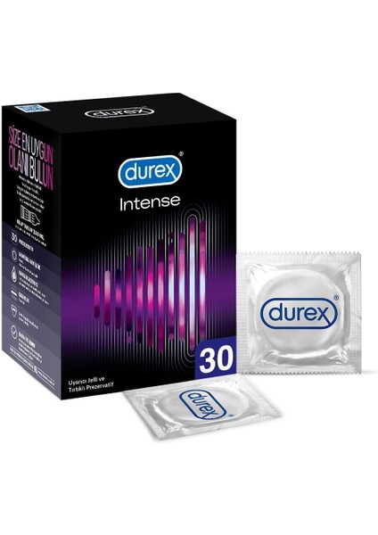 Intense 30'lı Uyarıcı Jelli ve Tırtıklı Prezervatif