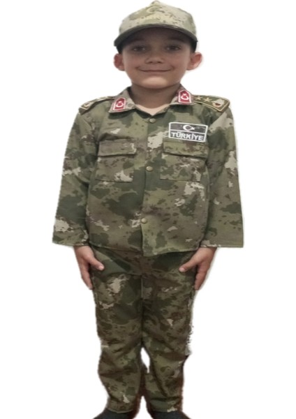 Yeni Tip Orjinal Askeri Kamuflaj Gömlekli Unisex Çocuktakımı Kostüm Kep'li (Şapka) fiyatları