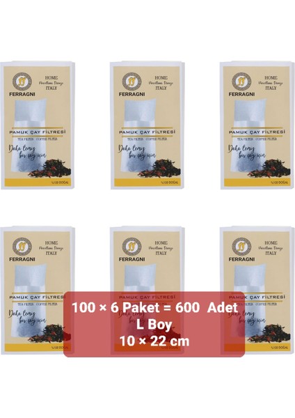 Çay Demleme Poşeti (Çay Filtresi) 10*22 cm ( L Boy) 100 Lü 6 Paket (600 Adet)