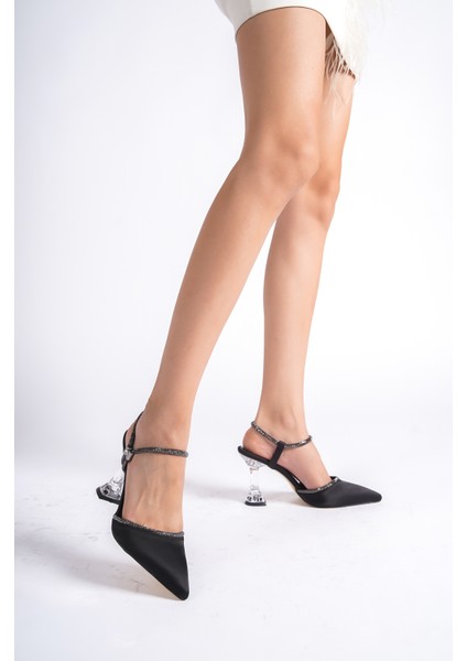 Kadın Sedef Saten Taş Detaylı Cam Ökçe Topuklu Abiye Ayakkabı Stiletto indirimleri