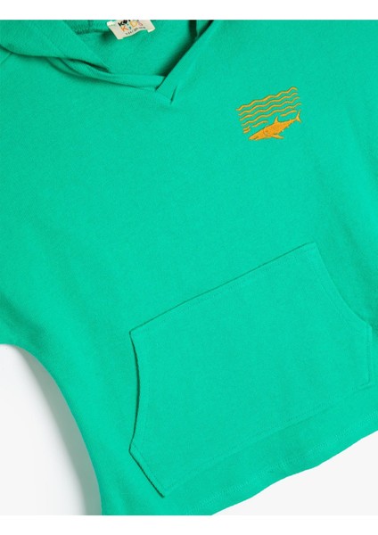 Kapşonlu Tişört Baskı Detaylı Kısa Kollu Kanguru Cepli Pamuklu 4SKB10687TK fiyatları