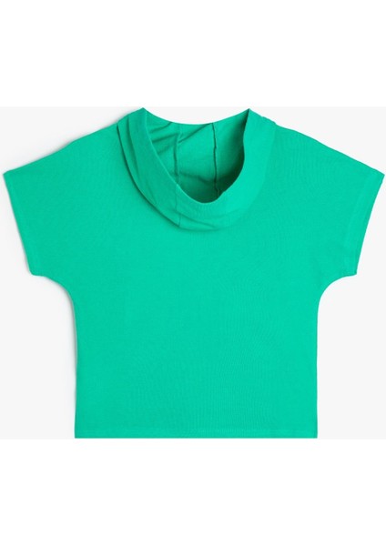 Kapşonlu Tişört Baskı Detaylı Kısa Kollu Kanguru Cepli Pamuklu 4SKB10687TK modelleri