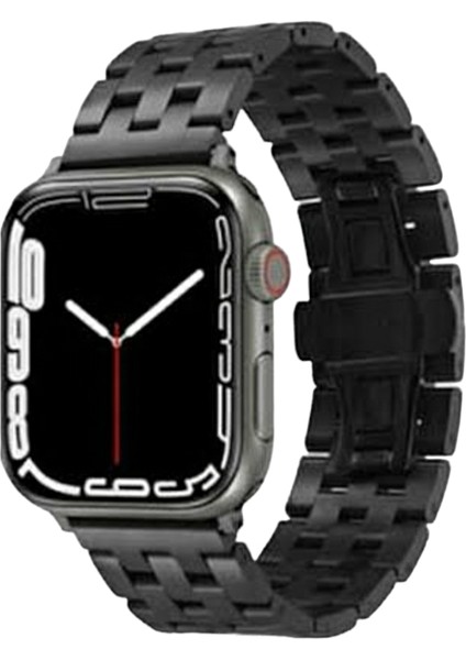 Apple Watch Uyumlu Klasik Loop Paslanmaz Çelik Kordon (38MM / 40MM / 41MM /se/ Uyumlu) Siyah
