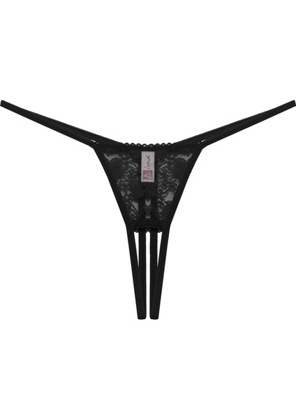 Siyah Renk Büyük Beden Fantazi Iç Giyim Özel Bölgesi Ağı Açık Fantezi G String Tanga