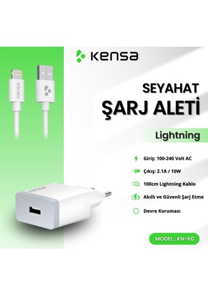 Şarj Cihazı 2.1 A Lıghtnıng (Iphone) Uyumlu Max 10 W