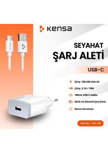 Şarj Cihazı 2.1 A Typc-E Uyumlu Max 10 W