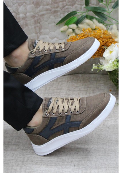 Dks 2004 Vizon Hafif Rahat Keten Sneaker Erkek Ayakkabı