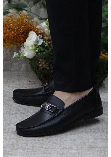 25109 Siyah Deri Erkek Babet Loafer Erkek Ayakkabı modelleri