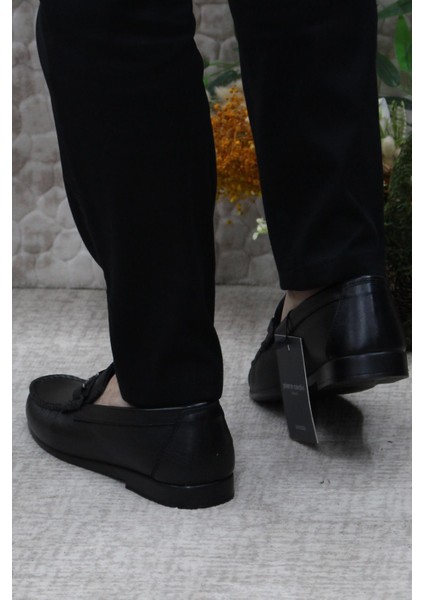 25109 Siyah Deri Erkek Babet Loafer Erkek Ayakkabı fırsatları