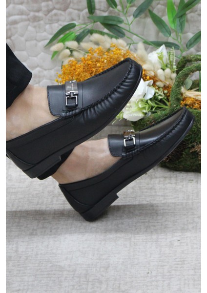 25109 Siyah Deri Erkek Babet Loafer Erkek Ayakkabı indirimleri