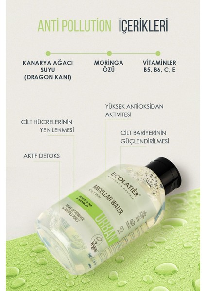 Micellar Makyaj Temizleme Suyu Yağlı Ciltler İçin, 400 ml Matcha Çayı ve Bambu