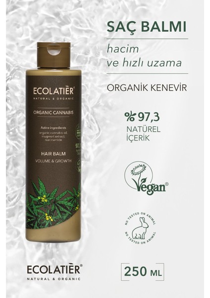 Saç Bakım Kremi Hacim Ve Hızlı Uzama Organik Kenevir, Besleyici, Güçlendirici 250 ml