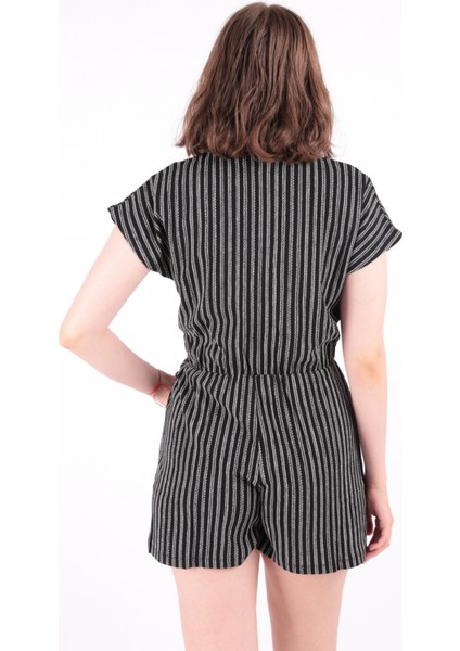 S0013686 Kadın Çizgili Kruvaze Yaka Tulum fırsatları