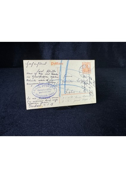 Antiye 1918 Yılından Almanya Germania 7 1/2 Pfennig Kendinden Pullu Postakartı