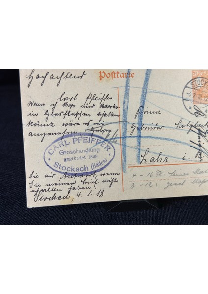 Antiye 1918 Yılından Almanya Germania 7 1/2 Pfennig Kendinden Pullu Postakartı fiyatları