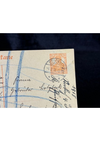 Antiye 1918 Yılından Almanya Germania 7 1/2 Pfennig Kendinden Pullu Postakartı modelleri