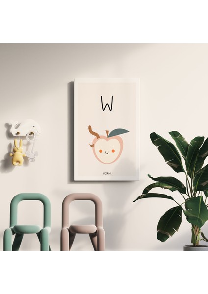 W Harfi Alfabe Minimalist Kanvas Tablo - Bebek Odası Dekorasyon - Çocuk Odası Tablo fiyatları