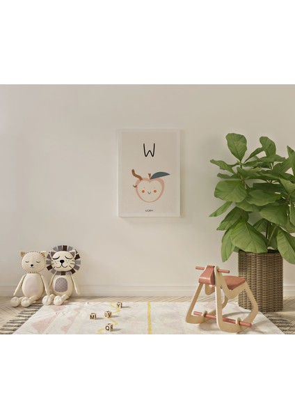 W Harfi Alfabe Minimalist Kanvas Tablo - Bebek Odası Dekorasyon - Çocuk Odası Tablo modelleri