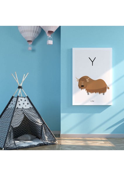 Y Harfi Alfabe Minimalist Kanvas Tablo - Bebek Odası Dekorasyon - Çocuk Odası Tablo