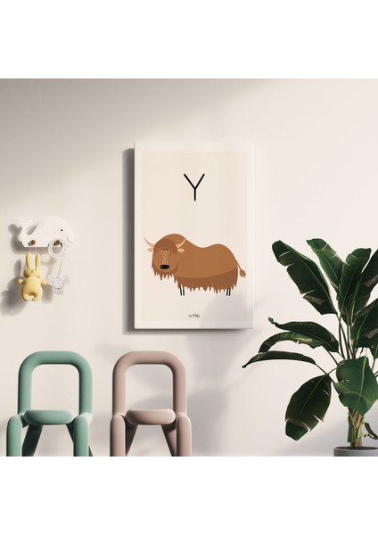 Y Harfi Alfabe Minimalist Kanvas Tablo - Bebek Odası Dekorasyon - Çocuk Odası Tablo modelleri
