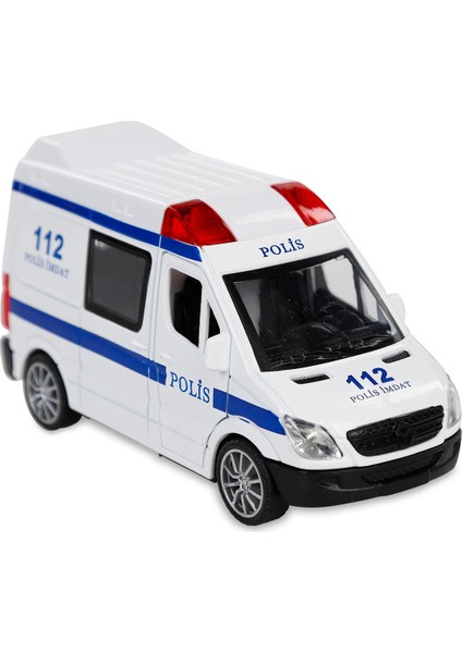 Işıklı Sesli Çek Bırak Polis Arabsı Beyaz