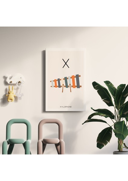 x Harfi Alfabe Minimalist Kanvas Tablo - Bebek Odası Dekorasyon - Çocuk Odası Tablo fiyatları