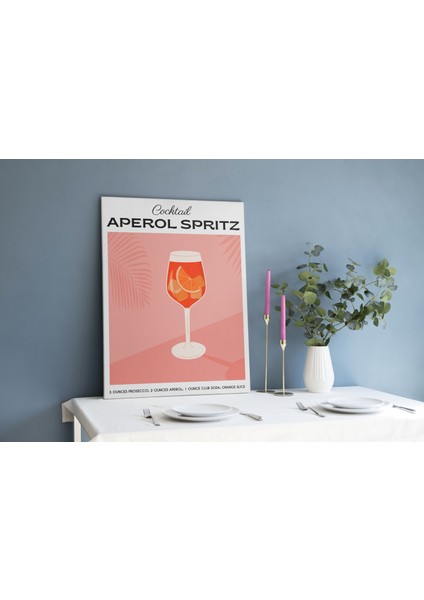 Aperol Spritz Kokteyl Minimalist Kanvas Tablo - Cafe Dekor - Salon Mutfak Için Duvar Dekoru