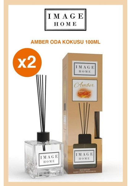 Çubuklu Kalıcı Kokulu Bambu Çubuklu Amber Oda Ortam Kokusu 100ml x2