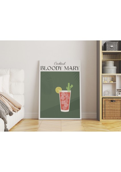 Bloody Mary Kokteyl Minimalist Kanvas Tablo - Cafe Dekor - Salon Mutfak Için Duvar Dekoru