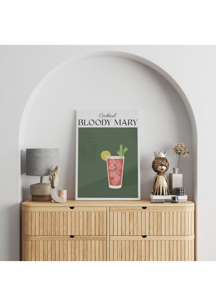 Bloody Mary Kokteyl Minimalist Kanvas Tablo - Cafe Dekor - Salon Mutfak Için Duvar Dekoru