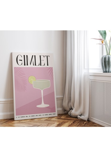 Gimlet Kokteyl Minimalist Kanvas Tablo - Cafe Dekor - Salon Mutfak Için Duvar Dekoru