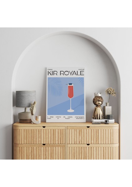 Kir Royale Kokteyl Minimalist Kanvas Tablo - Cafe Dekor - Salon Mutfak Için Duvar Dekoru