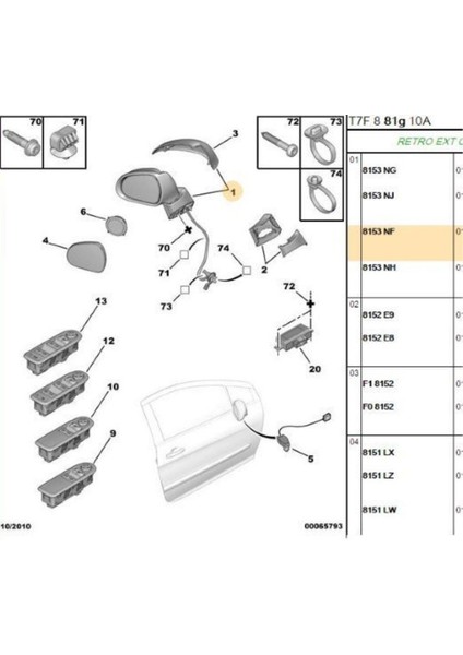Sağ Ayna 308 (388PGD145TPSL-PEJ1138003-8153NF)