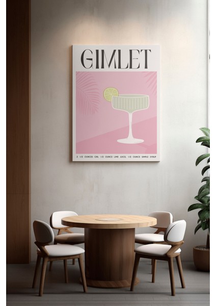 Gimlet Kokteyl Minimalist Kanvas Tablo - Cafe Dekor - Salon Mutfak Için Duvar Dekoru