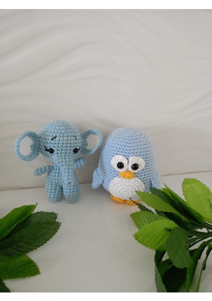 Organik Oyuncaklar (Amigurumi Fil ve Penguen) 2'li