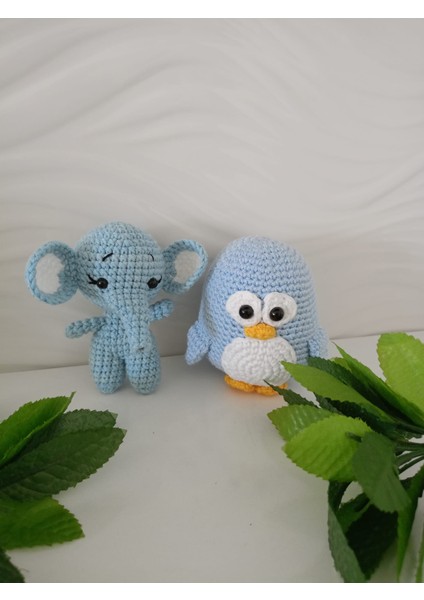 Organik Oyuncaklar (Amigurumi Fil ve Penguen) 2'li