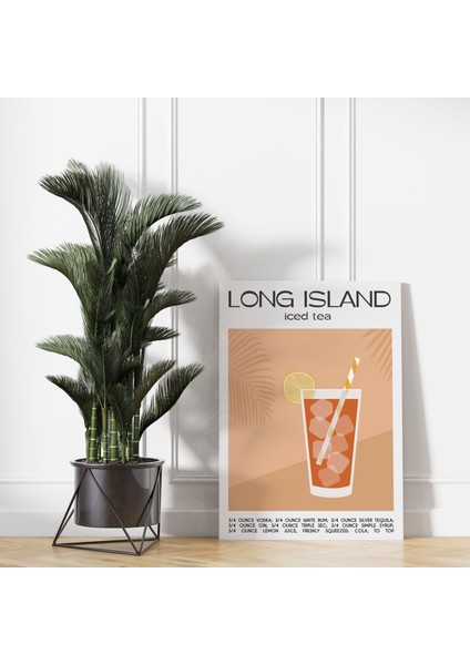 Long Island Iced Tea Kokteyl Minimalist Kanvas Tablo - Cafe Dekor - Salon Mutfak Için Duvar Dekoru