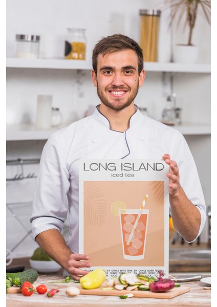 Long Island Iced Tea Kokteyl Minimalist Kanvas Tablo - Cafe Dekor - Salon Mutfak Için Duvar Dekoru